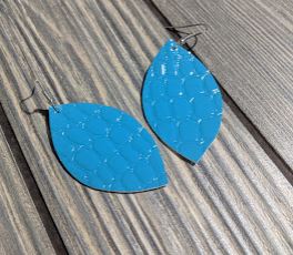 Blue Leather Earrings