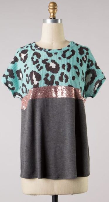 Teal/Sequin Cheetah