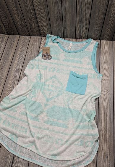 Mint Aztec Tank Top