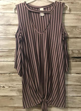 Stripped Purple Could Shoulder T-Shirt