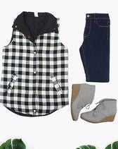 Black/White Buffalo Plaid Vest