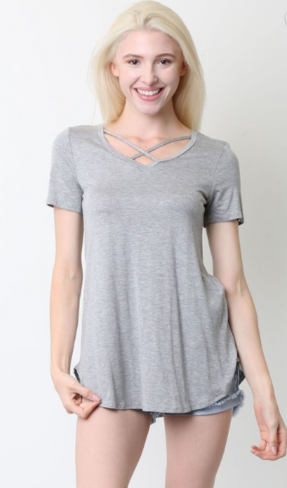 Criss Cross T-shirt - Grey