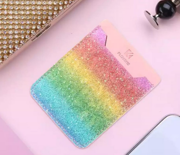 Rainbow Glitter Credit Card Holder