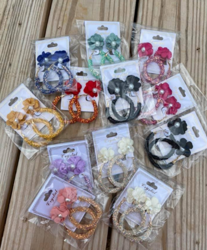 Glitter Floral Hoops