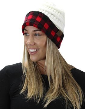 White Buffalo Plaid Beanie