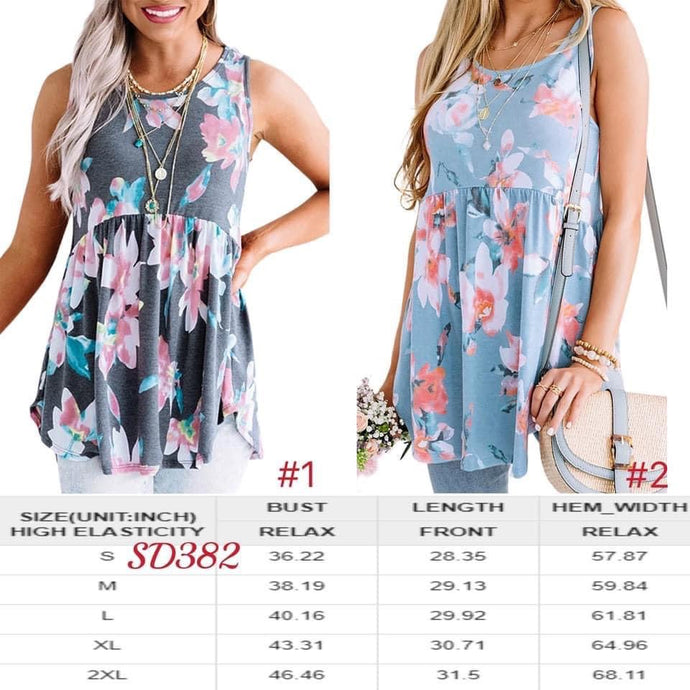 Faye Floral Babydoll Tank Top